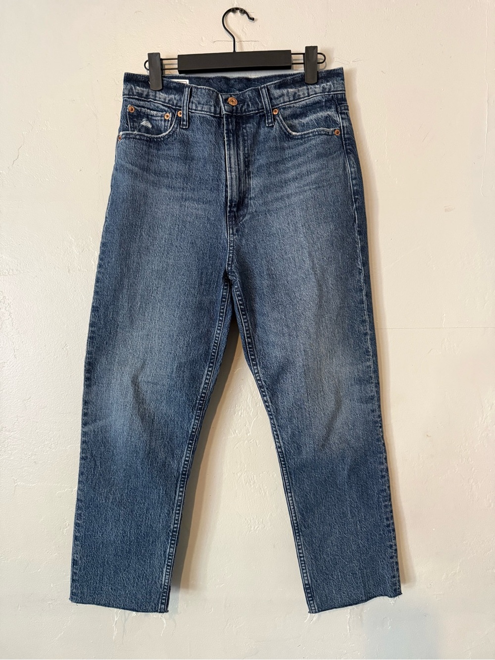 GAP Cheeky Straight Sky High Raw Hem Jeans